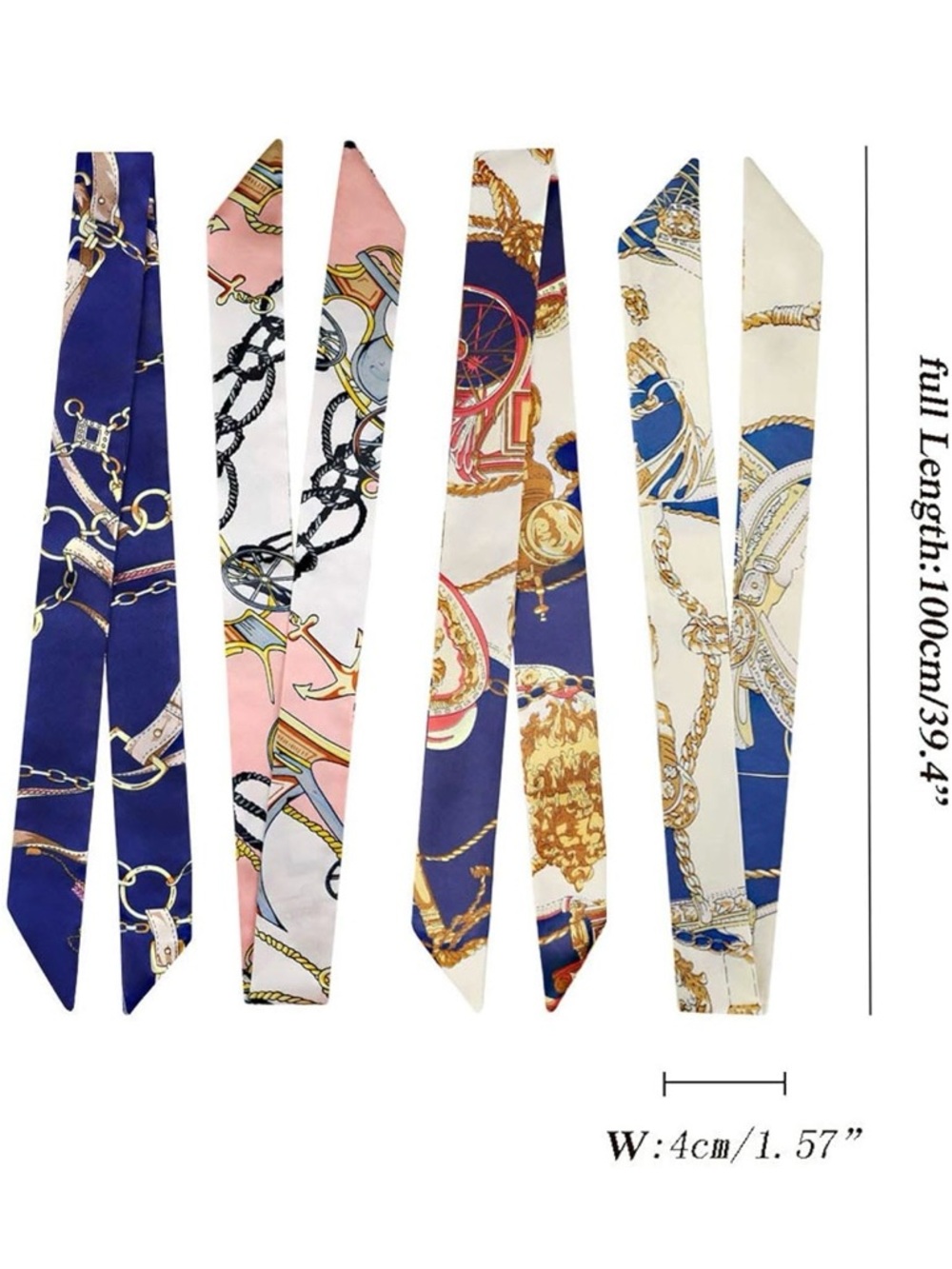 Lot of Skinny Satin Scarf Scarves 32 piece Bundle Mixed Color Designs Brand New! - Picture 9 of 15